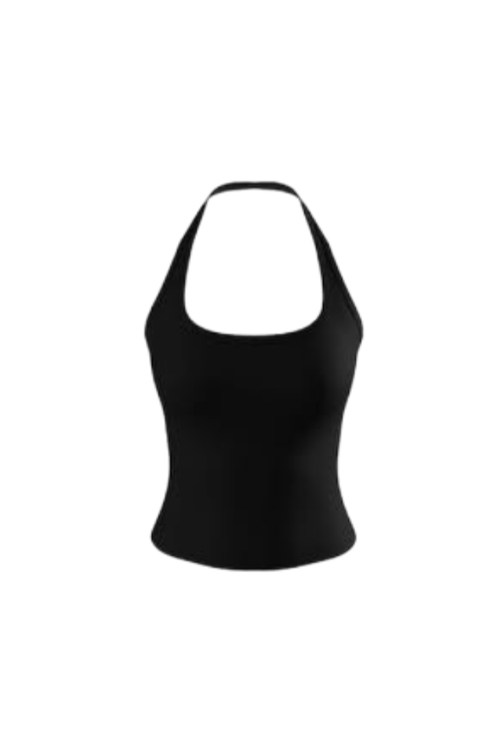 Black Essentials Halter Top