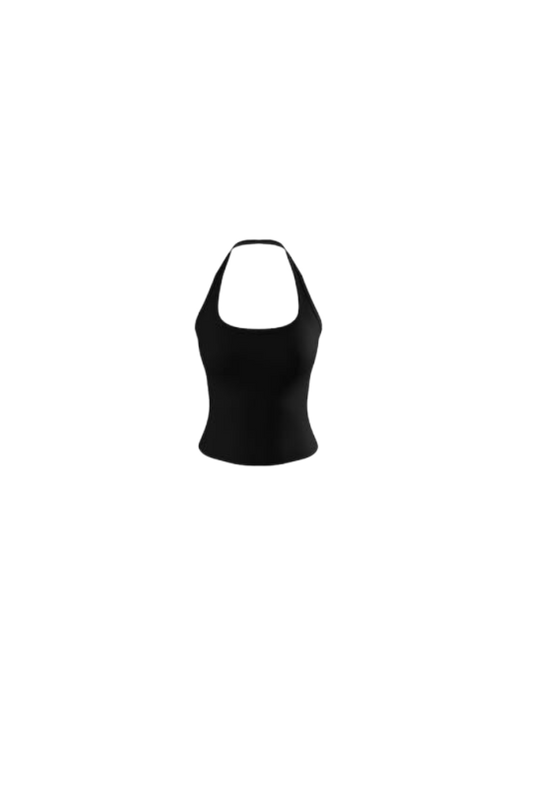 Black Essentials Halter Top